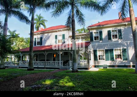 Seminole Lodge aux États-Unis d'hiver Thomas Edison et Henry Ford à fort Myers, Floride. Les Etats d'hiver Edison et Ford contiennent un musée historique et un jardin botanique de 21 hectares sur les sites adjacents des maisons d'hiver de Thomas Edison et Henry Ford à côté de la rivière Caloosahatchee dans le sud-ouest de la Floride. (Photo de Creative Touch Imaging Ltd./NurPhoto) Banque D'Images