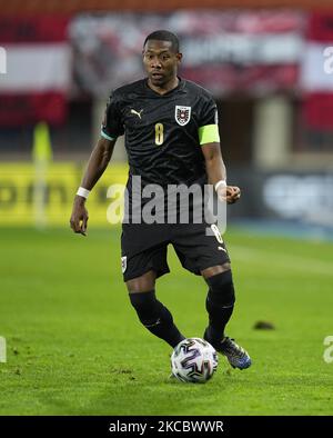 David Alaba d'Autriche pendant le match de qualification de coupe du monde entre l'Autriche et le Danemark au stade Ernst-Happel-Stadion, Vienne, Autriche sur 31 mars 2021. (Photo par Ulrik Pedersen/NurPhoto) Banque D'Images