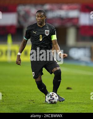 David Alaba d'Autriche pendant le match de qualification de coupe du monde entre l'Autriche et le Danemark au stade Ernst-Happel-Stadion, Vienne, Autriche sur 31 mars 2021. (Photo par Ulrik Pedersen/NurPhoto) Banque D'Images