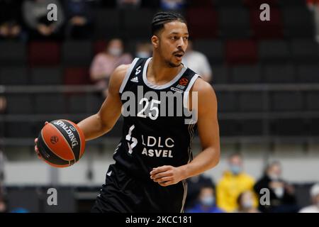 William Howard de LDLC ASVEL Villeurbanne en action pendant le match de basketball de l'Euroligue entre Zenit Saint-Pétersbourg et LDLC ASVEL Villeurbanne sur 2 avril 2021 à l'arène de Sibur à Saint-Pétersbourg, en Russie. (Photo de Mike Kireev/NurPhoto) Banque D'Images