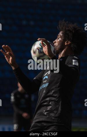 Caiuby d'Ingolstadt contrôle le ballon pendant le 3. Match Liga entre 1. FC Magdebourg et FC Ingolstadt 04 au MDCC-Arena sur 03 avril 2021 à Magdebourg, Allemagne. (Photo de Peter Niedung/NurPhoto) Banque D'Images