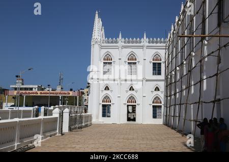 Église Annai Velankanni (Basilique de notre-Dame de la bonne santé) à Velankanni, Tamil Nadu, Inde. (Photo de Creative Touch Imaging Ltd./NurPhoto) Banque D'Images