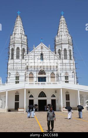 Église Annai Velankanni (Basilique de notre-Dame de la bonne santé) à Velankanni, Tamil Nadu, Inde. (Photo de Creative Touch Imaging Ltd./NurPhoto) Banque D'Images