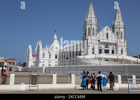 Église Annai Velankanni (Basilique de notre-Dame de la bonne santé) à Velankanni, Tamil Nadu, Inde. (Photo de Creative Touch Imaging Ltd./NurPhoto) Banque D'Images