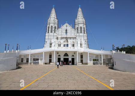 Église Annai Velankanni (Basilique de notre-Dame de la bonne santé) à Velankanni, Tamil Nadu, Inde. (Photo de Creative Touch Imaging Ltd./NurPhoto) Banque D'Images