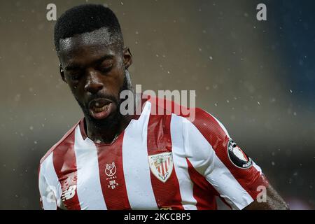 Inaki Williams d'Athlétisme lors du match final de Copa Del Rey entre Real Sociedad et Athlétic Club à Estadio de la Cartuja sur 3 avril 2021 à Séville, Espagne. Les stades sportifs dans toute l'Espagne restent soumis à des restrictions strictes en raison de la pandémie du coronavirus, car les lois de distanciation sociale du gouvernement interdisent aux fans à l'intérieur des lieux, ce qui entraîne le jeu derrière des portes fermées. (Photo de Jose Breton/Pics action/NurPhoto) Banque D'Images