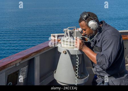 Seaman est une montre-guetteur à bord de l'USS Laboon. Banque D'Images