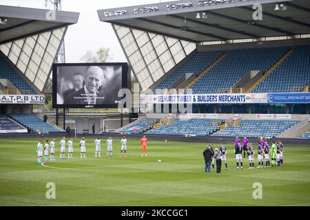 La Den photographiée lors du match de championnat Sky Bet entre Millwall et Swansea City à la Den, Londres, Angleterre, le 10th avril 2021. (Photo de Federico Maranesi/MI News/NurPhoto) Banque D'Images