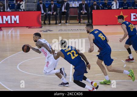 Jeffery Taylor (44) du Real Madrid pendant le match Barça contre Real Madrid de la ligue ACB sur 11 avril 2021, à Palau Blaugrana, Barcelone, Espagne. (Photo de Pau de la Calle/NurPhoto) Banque D'Images