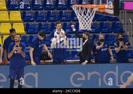 Pau Gasol (16) de Barça pendant le match Barça contre Real Madrid de la ligue ACB sur 11 avril 2021, à Palau Blaugrana, Barcelone, Espagne. (Photo de Pau de la Calle/NurPhoto) Banque D'Images