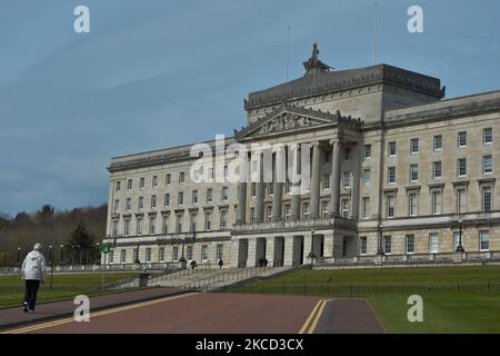 Une vue générale de Stormont, les édifices du Parlement d'Irlande du Nord à Belfast. Lundi, 19 avril 2021, à Belfast, Irlande du Nord (photo d'Artur Widak/NurPhoto) Banque D'Images