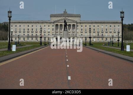 Une vue générale de Stormont, les édifices du Parlement d'Irlande du Nord à Belfast. Lundi, 19 avril 2021, à Belfast, Irlande du Nord (photo d'Artur Widak/NurPhoto) Banque D'Images