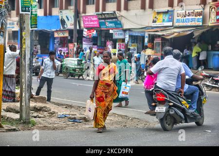 Rue animée à Madurai, Tamil Nadu, Inde. (Photo de Creative Touch Imaging Ltd./NurPhoto) Banque D'Images