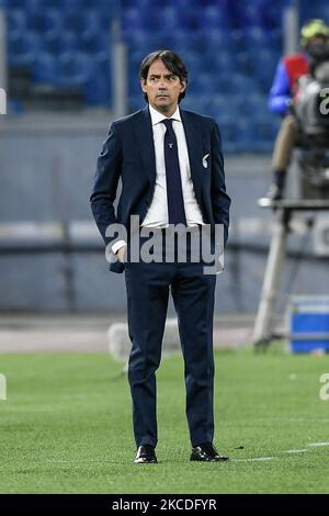 Simone Inzaghi responsable de SS Lazio pendant la série Un match entre SS Lazio et AC Milan au Stadio Olimpico, Rome, Italie, le 26 avril 2021. (Photo de Giuseppe Maffia/NurPhoto) Banque D'Images