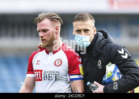 Tomas Kalas de Bristol City a été déçu après le match de championnat Sky Bet entre Millwall et Bristol City à la Den, Londres, le samedi 1st mai 2021. (Photo par Ivan Yordonov/MI News/NurPhoto) Banque D'Images