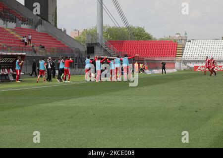 Andrea Barberis de l'AC Monza fêtez le but pendant le match de la série B entre l'AC Monza et la Conférence américaine au Stadio Brianteo sur 04 mai 2021 à Monza, Italie (photo de Mairo Cinquetti/NurPhoto) Banque D'Images