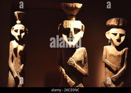 Objets exposés au Musée chilien d'art précolombien (Museo Chileno de Arte Precolombino) à Santiago, au Chili. (Photo de Creative Touch Imaging Ltd./NurPhoto) Banque D'Images