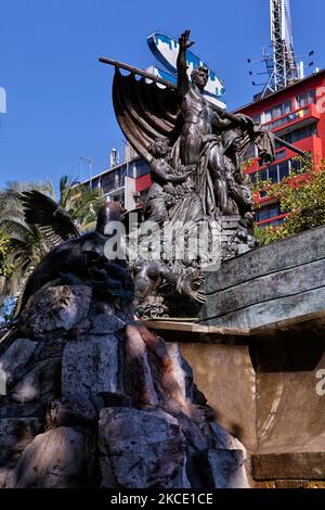 Fuente Alemana (fontaine allemande) au parc forestier du centre-ville de Santiago, au Chili. Au cours du 19th siècle, l'Allemagne est devenue l'un des plus grands partenaires commerciaux du Chili et une importante communauté d'immigrants allemands s'est installée au Chili. La communauté allemande de Santiago a commandé cette immense fontaine monumentale et allégorique pour l'installation dans le parc Forestal, près du centre de la capitale. (Photo de Creative Touch Imaging Ltd./NurPhoto) Banque D'Images