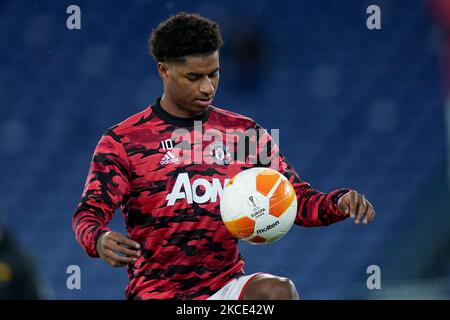 Marcus Rashford de Manchester United lors du match semi-final de l'UEFA Europa League entre AS Roma et Manchester United au Stadio Olimpico, Rome, Italie, le 6 mai 2021. (Photo de Giuseppe Maffia/NurPhoto) Banque D'Images