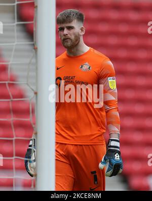 Lee Burge de Sunderland lors du match Sky Bet League 1 entre Sunderland et Northampton Town au stade de Light, Sunderland, Royaume-Uni, le 9th mai 2021. (Photo de Mark Fletcher/MI News/NurPhoto) Banque D'Images