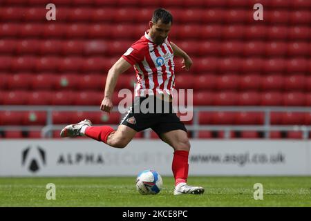 Bailey Wright de Sunderland lors du match Sky Bet League 1 entre Sunderland et Northampton Town au stade de Light, Sunderland, Royaume-Uni, le 9th mai 2021. (Photo de Mark Fletcher/MI News/NurPhoto) Banque D'Images