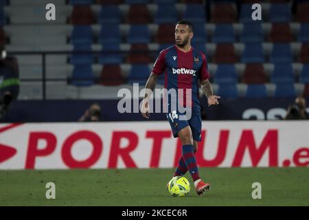 Ruben Vezo avant de Levante lors du match espagnol de la Liga entre Levante UD et le Club Futbol Barcelone au stade Ciutat de Valence sur 11 mai 2021. (Photo de Jose Miguel Fernandez/NurPhoto) Banque D'Images