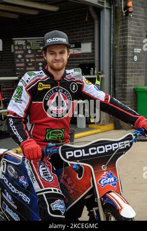 Brady Kurtz - Belle vue Aces pendant la Journée des médias Belle vue Aces au National Speedway Stadium, Manchester, le jeudi 13th mai 2021. (Photo de Ian Charles/MI News/NurPhoto) Banque D'Images