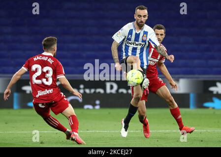 Sergi Darder lors du match entre le RCD Espanyol et le FC Cartagena, correspondant à la semaine 39 de la Liga Smartbank, joué au stade RCDE le 14th mai 2021, à Barcelone, Espagne. (Photo de Joan Valls/Urbanandsport/NurPhoto) Banque D'Images