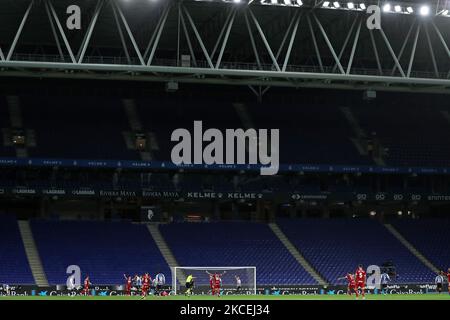 Match entre le RCD Espanyol et le FC Cartagena, correspondant à la semaine 39 de la Ligue Smartbank, joué au stade RCDE le 14th mai 2021, à Barcelone, Espagne. (Photo de Joan Valls/Urbanandsport/NurPhoto) Banque D'Images