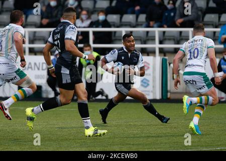 George Wacokecoke, de Newcastle Falcons, s'inlance lors du match Gallagher Premiership entre Newcastle Falcons et Northampton Saints à Kingston Park, Newcastle, le 17th mai 2021. (Photo de Chris Lishman/MI News/NurPhoto) Banque D'Images