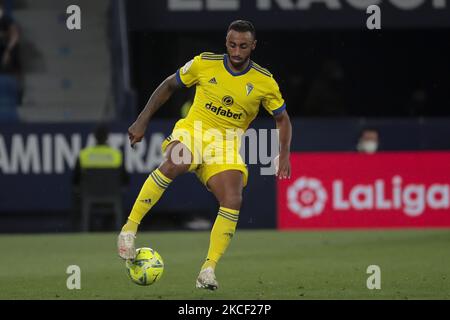 Carlos Akapo de Cadix CF pendant le match espagnol de la Liga entre Levante UD et Cadix CF au stade Ciutat de Valencia sur 21 mai 2021 à Valence, Espagne.(photo de José Miguel Fernandez/NurPhoto) Banque D'Images