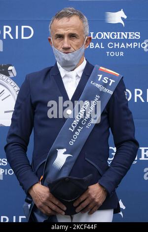 Le pilote français Olivier Robert, avec Vivaldi des Menaux, remporte l'édition 110th du Concours International de saut de foire (CSI) Madrid 5 *, qui fait partie du circuit équestre des champions mondiaux de Longines, aujourd'hui au Club de Campo Villa de Madrid, à Madrid, en Espagne, sur 22 mai 2021. (Photo par Oscar Gonzalez/NurPhoto) Banque D'Images