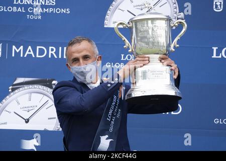 Le pilote français Olivier Robert, avec Vivaldi des Menaux, remporte l'édition 110th du Concours International de saut de foire (CSI) Madrid 5 *, qui fait partie du circuit équestre des champions mondiaux de Longines, aujourd'hui au Club de Campo Villa de Madrid, à Madrid, en Espagne, sur 22 mai 2021. (Photo par Oscar Gonzalez/NurPhoto) Banque D'Images