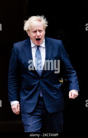 Le Premier ministre britannique Boris Johnson attend d'accueillir le Premier ministre hongrois Viktor Orban à Downing Street à Londres, en Grande-Bretagne, le 4 janvier 2021. Boris Johnson accueille Viktor Orban, le dirigeant d’extrême-droite hongrois, dans Downing Street, en affirmant que la coopération avec le plus grand meneur d’Europes pour la Chine et la Russie est essentielle à la sécurité et à la prospérité des Britanniques. (Photo de Maciek Musialek/NurPhoto) Banque D'Images