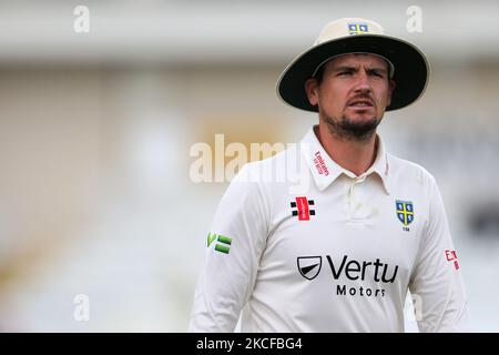 Alex Lees de Durham lors du LV= County Championship Match entre Durham County Cricket Club et Essex à Emirates Riverside, Chester le Street, le vendredi 28th mai 2021. (Photo de Mark Fletcher/MI News/NurPhoto) Banque D'Images