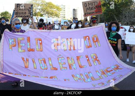 Les manifestants se rassemblent lors d'une manifestation contre le président brésilien Jair Bolsonaro, à Vitoria, au Brésil, sur 29 mai, 202. (Photo par Ibrahim Ezzat/NurPhoto) Banque D'Images