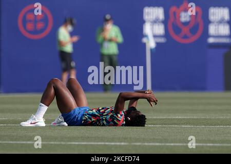 Asisat Oshoala de Barcelone avant le match final de la Copa de la Reina entre le FC Barcelone et Levante à l'Estadio Municipal de Butarque sur 30 mai 2021 à Leganes, Espagne. (Photo de Jose Breton/Pics action/NurPhoto) Banque D'Images