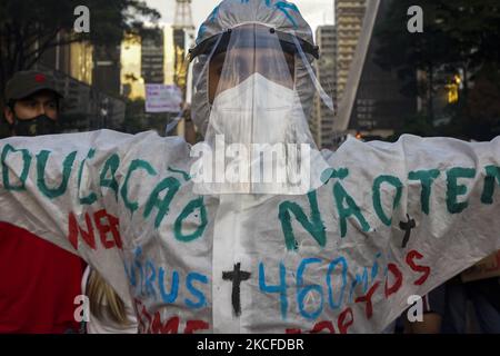 Des milliers de personnes ont occupé l'Avenida Paulista pour protester contre le président brésilien Jair Bolsonaro à Sao Paulo, Brésil, 29 mai 2021. (Photo de Felipe Beltrame/NurPhoto) Banque D'Images