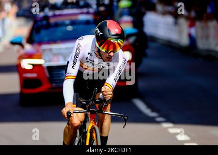 Pello Bilbao Lopez de Armatia d'Espagne et l'équipe de Bahreïn victorieux à l'arrivée lors de la course de vélo Giro d'Italia 2021 après la 21st et dernière étape sur 30 mai 2021 à Milan. À Milan, Italie (photo par Mairo Cinquetti/NurPhoto) Banque D'Images