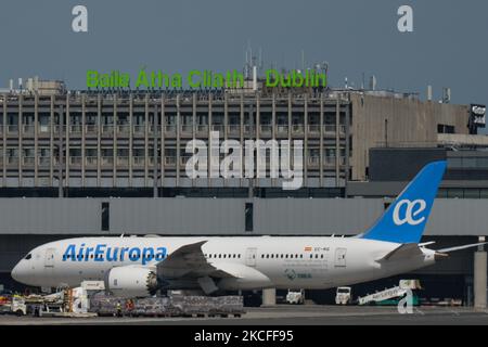 Un vol Air Europa arrive à l'aéroport de Dublin. Lundi, 31 mai 2021, à Dublin, Irlande. (Photo par Artur Widak/NurPhoto) Banque D'Images