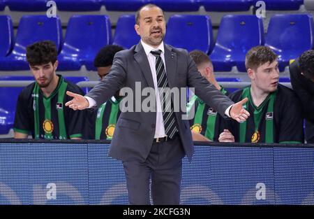 Carles Duran pendant le match entre le FC Barcelone et le Club Joventut Badalona, correspondant au match de 1st de la finale 1/4 de la Ligue Endesa, joué au Palau Blaugrana, le 1st juin 2021, à Barcelone, Espagne. (Photo de Joan Valls/Urbanandsport/NurPhoto) Banque D'Images