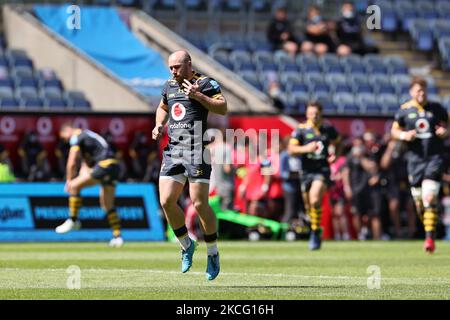 DaN Robson de Wasps apparaît pour le début du match lors du match Gallagher Premiership entre London Wasps et Leicester Tigers à la Ricoh Arena, Coventry, Royaume-Uni, le 12th juin 2021. (Photo de James HolyOak/MI News/NurPhoto) Banque D'Images