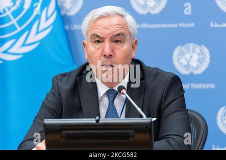 New York, États-Unis. 04th novembre 2022. Exposé de presse de l'Ambassadeur Federico Villegas, Président du Conseil des droits de l'homme au Siège de l'ONU à New York sur 4 novembre 2022. (Photo de Lev Radin/Sipa USA) crédit: SIPA USA/Alay Live News Banque D'Images