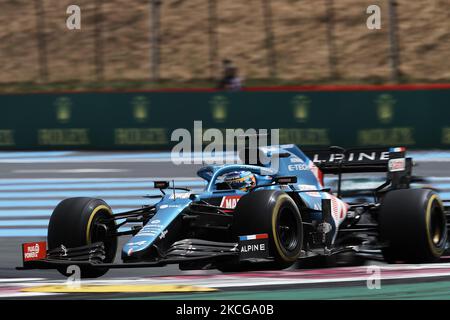 Fernando Alonso d'Espagne à la conduite de la (14) Renault Alpine A521 lors du Grand Prix de France F1 au circuit Paul Ricard sur 27 juin 2021 au Castellet, France. (Photo de Jose Breton/Pics action/NurPhoto) Banque D'Images