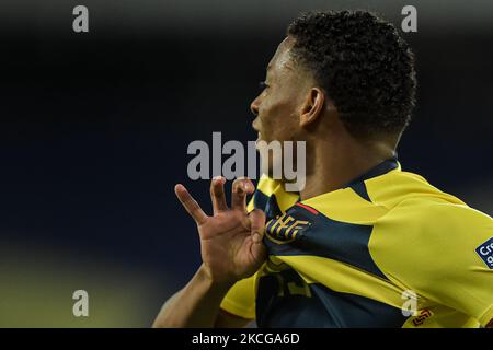 Plata Equador joueur célèbre son but pendant le match contre le Venezuela au stade Engenhão, pour la Copa America 2021, à l'Estadio Olímpico Nilton Santos sur 20 juin 2021 à Rio de Janeiro, Brésil. (Photo de Thiago Ribeiro/NurPhoto) Banque D'Images