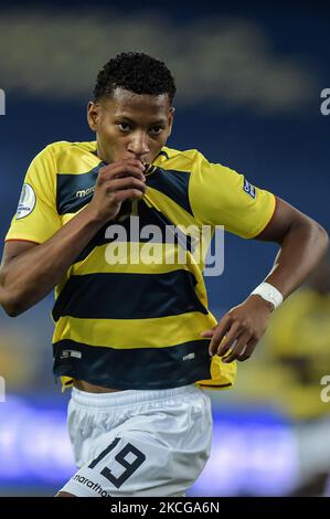 Plata Equador joueur célèbre son but pendant le match contre le Venezuela au stade Engenhão, pour la Copa America 2021, à l'Estadio Olímpico Nilton Santos sur 20 juin 2021 à Rio de Janeiro, Brésil. (Photo de Thiago Ribeiro/NurPhoto) Banque D'Images