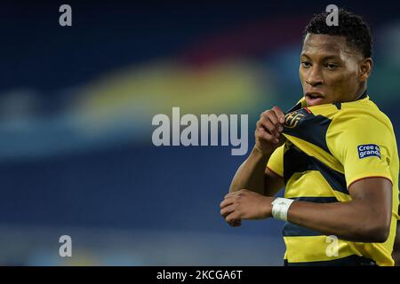 Plata Equador joueur célèbre son but pendant le match contre le Venezuela au stade Engenhão, pour la Copa America 2021, à l'Estadio Olímpico Nilton Santos sur 20 juin 2021 à Rio de Janeiro, Brésil. (Photo de Thiago Ribeiro/NurPhoto) Banque D'Images