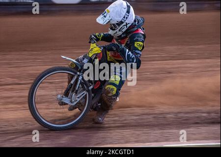 Daniel Gilkes en action pour les Kent Iwade garage Royals lors du match de la Ligue nationale de développement entre Belle vue Colts et Kent Royals au National Speedway Stadium, Manchester, le vendredi 2nd juillet 2021. (Photo de Ian Charles/MI News/NurPhoto) Banque D'Images