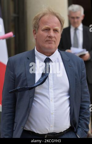 François Hommeril, président du syndicat français CFE-CGC, part après une rencontre avec les syndicats et le président français Macron à l'Elysée à Paris sur 6 juillet 2021 (photo de Daniel Pier/NurPhoto) Banque D'Images