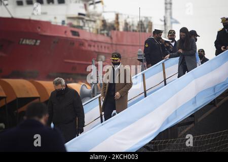 Le ministre argentin de l'économie, Martin Guzman, assiste à la cérémonie de livraison de la corvette â€œRobinsonâ€ARA qui a été soumise à un processus de réparation opérationnelle au chantier naval de Tandanor, à Buenos Aires, en Argentine 6 juillet 2021. (Photo de MatÃ­as Baglietto/NurPhoto) Banque D'Images